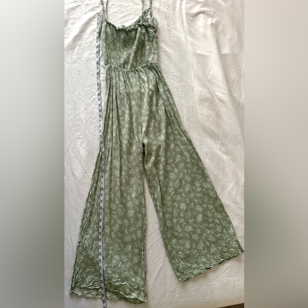 Green Floral Wide-Leg romper